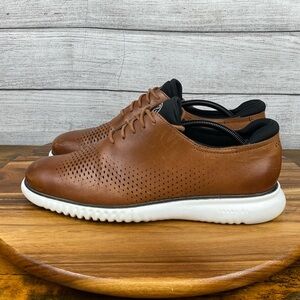 Cole Haan 2.ZEROGRAND Laser Wingtip Oxford British Tan Ivory C27879 Mens Size 11